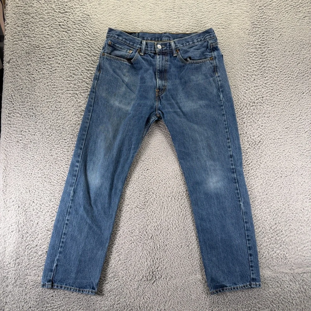 Levi's 505 Jeans Mens 35x30 Blue Cotton Denim Straight Leg Faded Travel Workwear